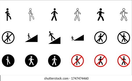Walk vector icon set. Walk icon vector illustration on white background