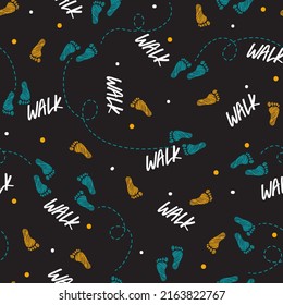 Walk Walking Barefoot Vector Graphic Art Seamless Pattern can be use for background and apparel design