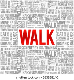 WALK word cloud background, health concept