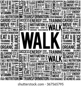 WALK word cloud background, health concept