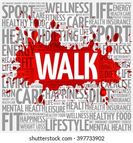 WALK word cloud background, health concept