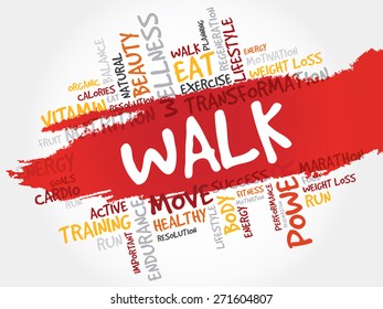 WALK word cloud, fitness, sport, health concept