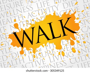 WALK word cloud, fitness, sport, health concept