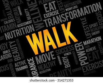WALK word cloud, fitness, sport, health concept