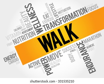 WALK word cloud, fitness, sport, health concept