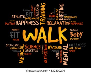 WALK word cloud, fitness, sport, health concept