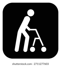 Walker Accessibility Icon - Stilisierte Figur mit Mobilitätshilfe