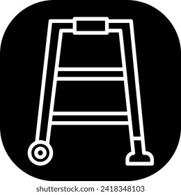 Walker disability icon with black filled line outline style. walker, walk, people, person, care, woman, man. Vector Illustration