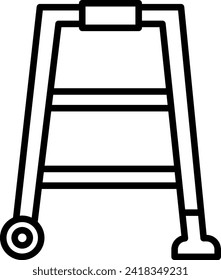 Walker disability icon with black outline style. walker, walk, people, person, care, woman, man. Vector Illustration
