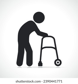 walker disabled black icon isolated