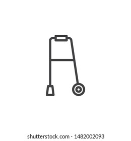 Walker for disabled line icon. linear style sign for mobile concept and web design. walker with wheels outline vector icon. Symbol, logo illustration. Vector graphics