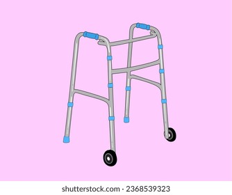 Walker for the disabled. Old age single icon in cartoon,vector style