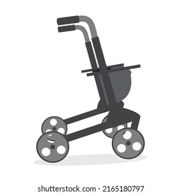 Walker for the elderly. Rollator. Flat style. Vector illustration 