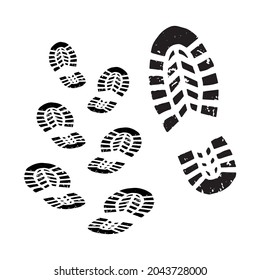 walker feet vector (Foot Print) design in black.
Footprints of walking boots on the ground