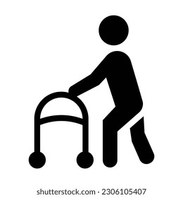 walker glyph icon illustration vector graphic