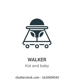 Walker glyph icon vector on white background. Flat vector walker icon symbol sign from modern kid and baby collection for mobile concept and web apps design.