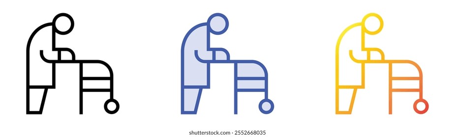 walker icon. Linear, Blue Fill and Gradient Style Design Isolated On White Background