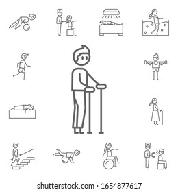 Walker, physiotherapy, man icon. Physiotherapy icons universal set for web and mobile