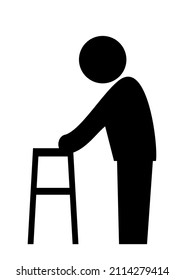 walker for seniors, aid for the disabled people, vector icon