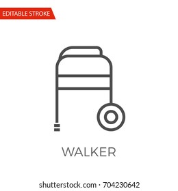 Walker Thin Line Vector Icon. Flat Icon Isolated on the White Background. Editable Stroke EPS file. Vector illustration.