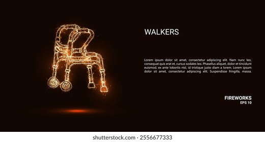 Walkers. Walkers consist of sparks and fire. Festive bright fireworks. Decorative element for celebrations and holidays. Vector illustration.