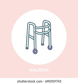 Walkers line icon. Vector logo for rehabilitation equipment store.