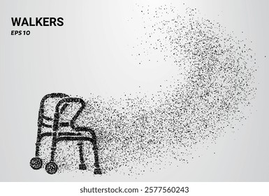 Walkers of particles. Walkers consists of small circles. Vector illustration.