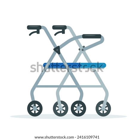Walkers or rollator for people with disabilities or elderly and social adaptation. Medical equipment for clinic and hospital. Vector icon illustration isolated on white background.