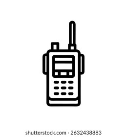 Walki Talkie Vektor Symbol schwarze Linie Kunst auf weißem Hintergrund