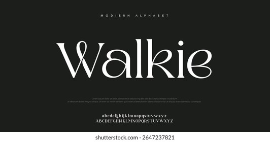 Walkie elegant Font Uppercase Lowercase and Number. Classic Lettering Minimal Fashion Designs. Typography  fonts regular decorative vintage concept. vector illustration