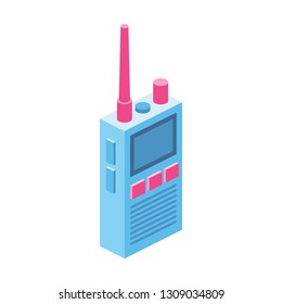 Walkie talkie 3d vector icon isometric pink and blue color minimalism illustrate