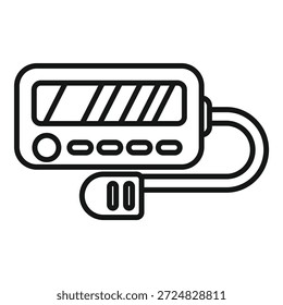 Walkie talkie con antena que tiene Botones que muestran el dispositivo de comunicación inalámbrico