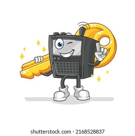 the walkie talkie carry the key mascot. cartoon vector