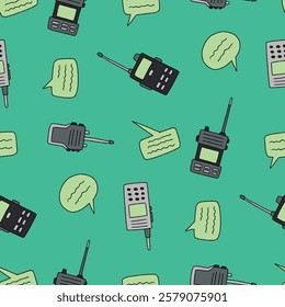 Walkie Talkie Chat Vector Seamless Pattern illustration for Print, Wallpaper, Decoration.