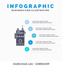 walkie, talkie, communication, radio, camping Infographics Template for Website and Presentation. GLyph Gray icon with Blue infographic style vector illustration.