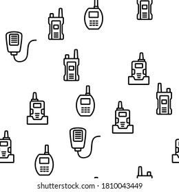 Walkie Talkie Device Vector Seamless Pattern Thin Line Illustration