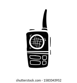 walkie talkie doodle icon vector hand drawing 