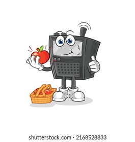 the walkie talkie eating an apple illustration. character vector