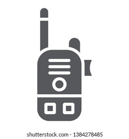 Walkie talkie glyph icon, communication and transmitter, radio set sign, vector graphics, a solid pattern on a white background, eps 10.