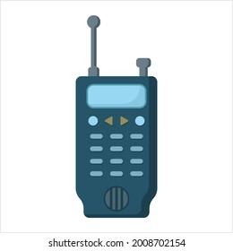 Walkie Talkie Icon, Handheld Portable, Two Way Radio Transceiver For Communication Device Vector Art Illustration