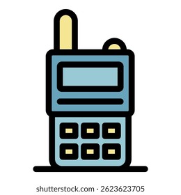 Walkie talkie icon. Outline walkie talkie vector icon color flat isolated