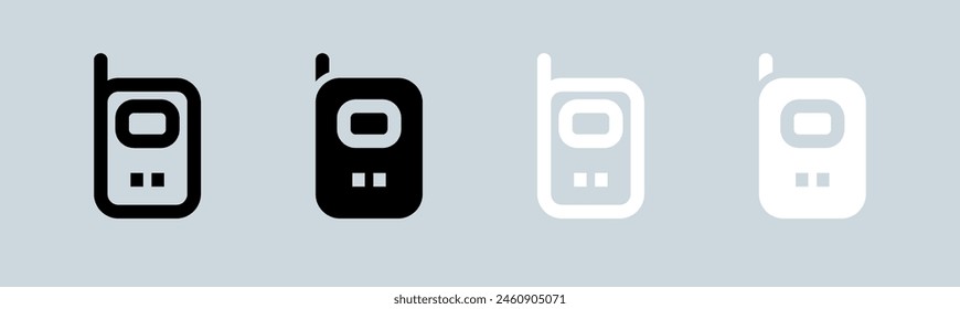 Walkie talkie icon set in black and white. Radio signs vector illustration.