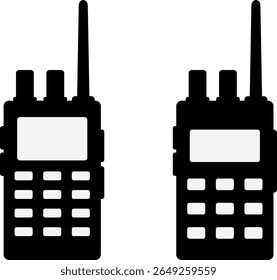 walkie talkie icon set. communication device icon. emphasizing strong symbol. Include buttons and antenna details
