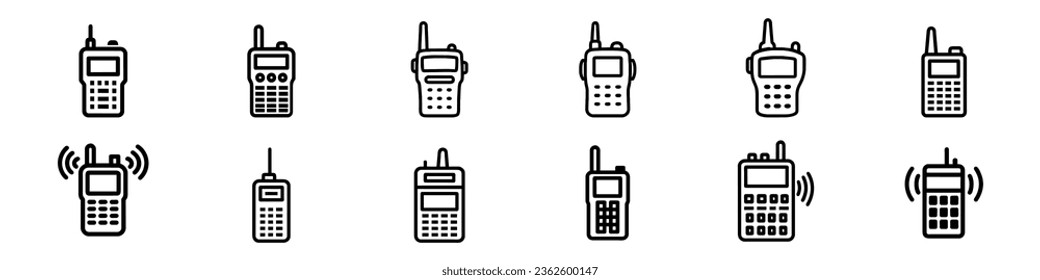 Walkie talkie icon sign vector, Walkie-talkie icon, silhuotte of walkie talkie on white background, Security service walkie talkie icon. Simple illustration of Security service walkie talkie vector