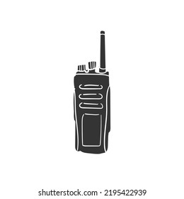 Walkie Talkie Icon Silhouette Illustration. Communication Vector Graphic Pictogram Symbol Clip Art. Doodle Sketch Black Sign.