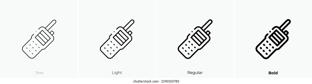 icono de walkie talkie. Diseño delgado, ligero y audaz aislado en un fondo blanco