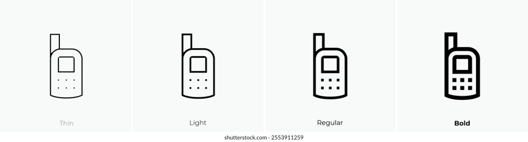 walkie talkie icon. Thin, Light Regular And Bold style design isolated on white background