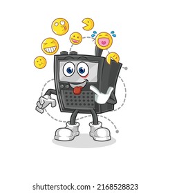 the walkie talkie laugh and mock character. cartoon mascot vector