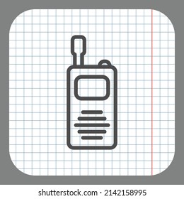 Walkie talkie simple icon. Flat desing. On graph paper. Grey background.ai