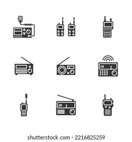 walkie talkie transceiver radio black icon on a white background. Vector illustration